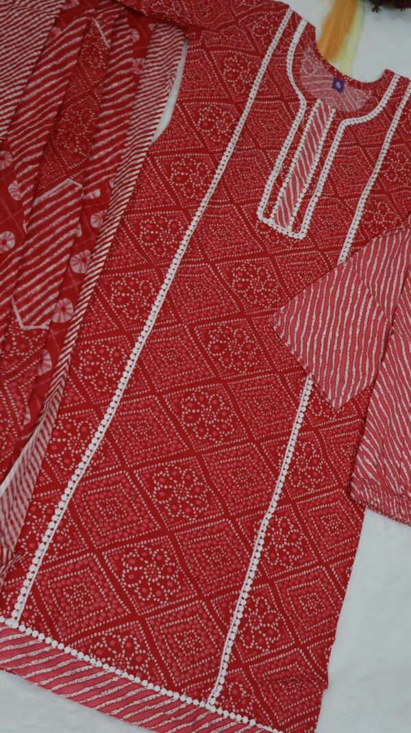 Cotton Kurta Pant with Dupatta - Image 3