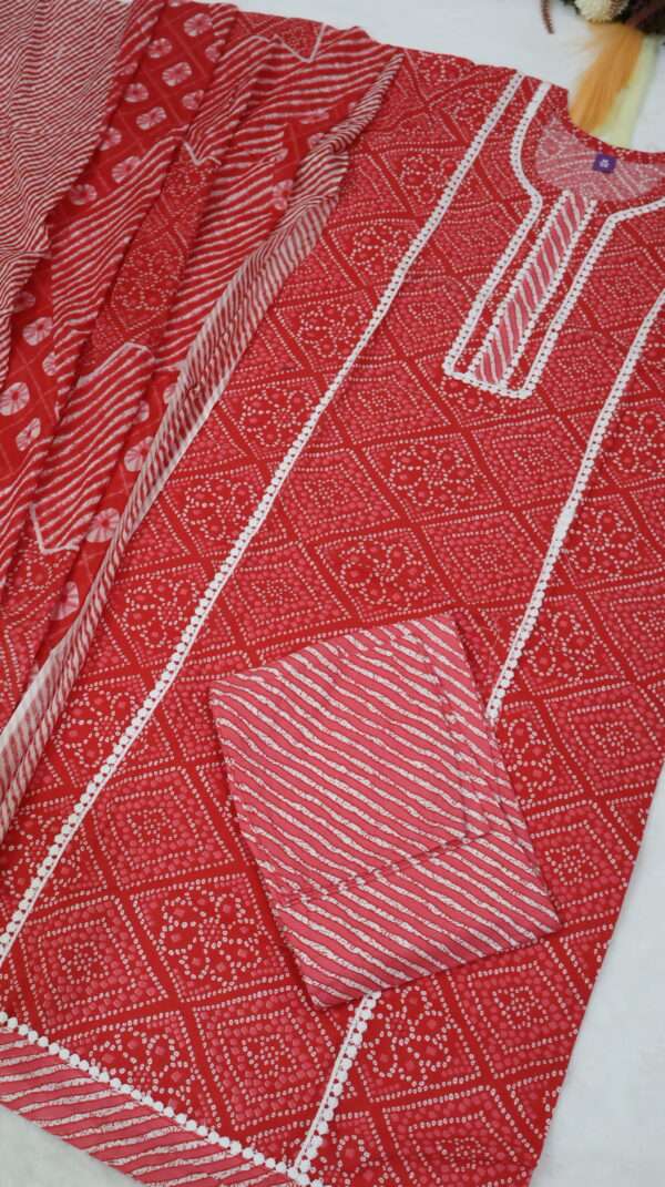 Cotton Kurta Pant with Dupatta - Image 4